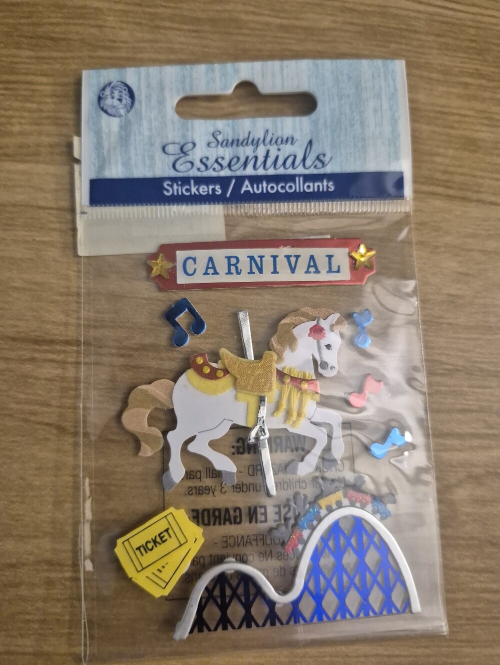 Sandylion Essentials Carnival Carousel Horse Stickers - Blue & Gold Accents